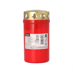 Starpak Grablicht mit Golddeckel Ø 6,4 cm, 12,5 cm rote Hülle