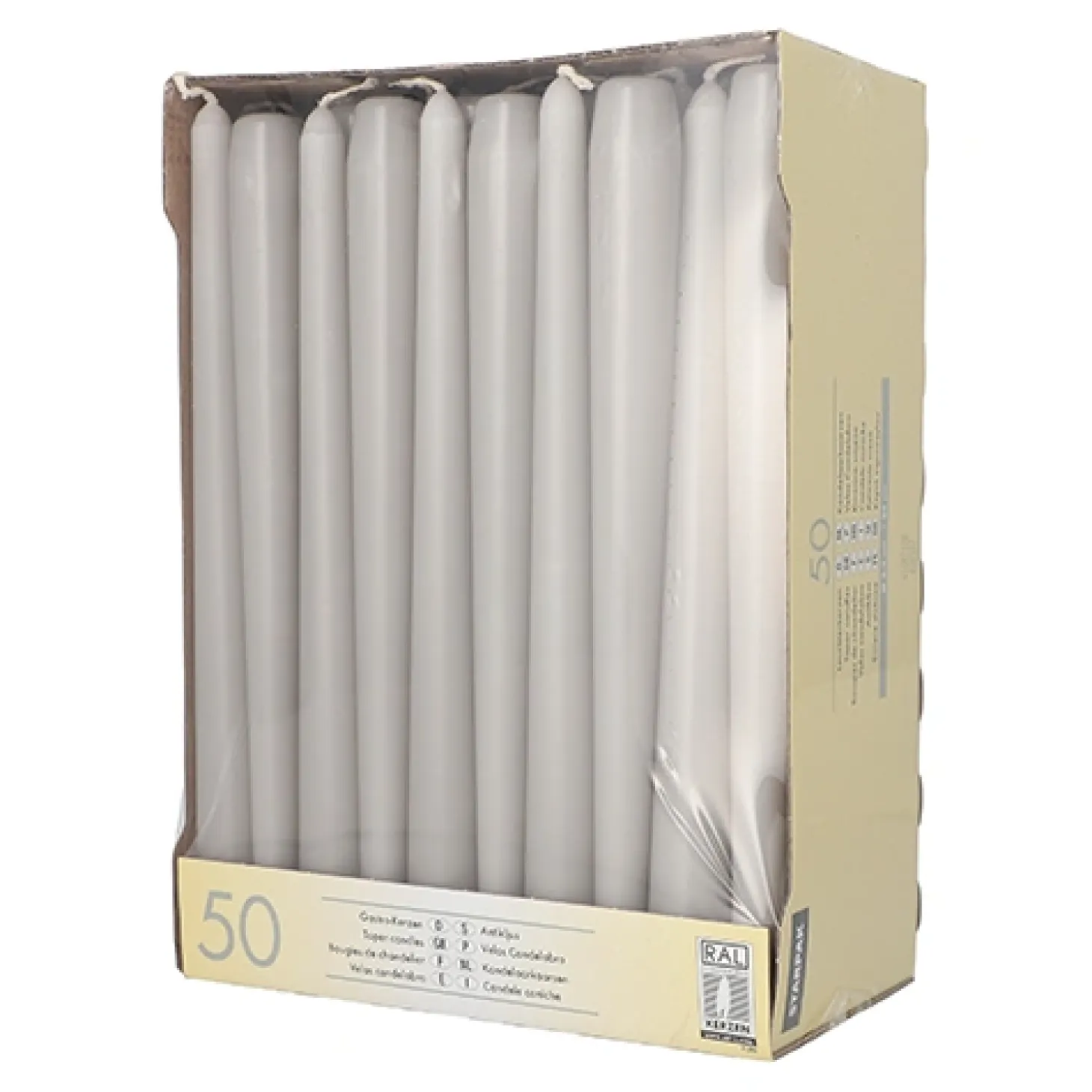 Starpak Leuchterkerzen Ø 2,2 cm, 25 cm hellgrau, 2 x 50 Stück