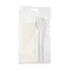 Starpak Mehrweg-Bestecksets PP-MF 22 cm : Messer, Gabel, Serviette in Folienbeutel