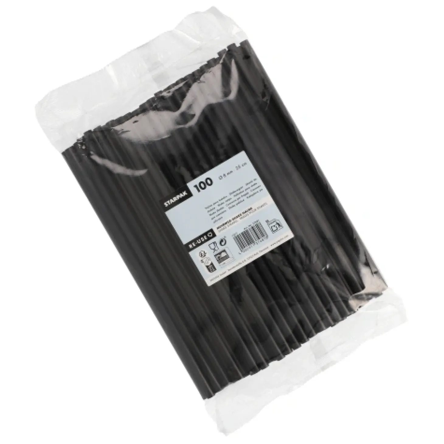 Starpak Mehrweg-Shake-Halme PP Ø 8 mm, 25 cm schwarz, 12 x 100 Stück