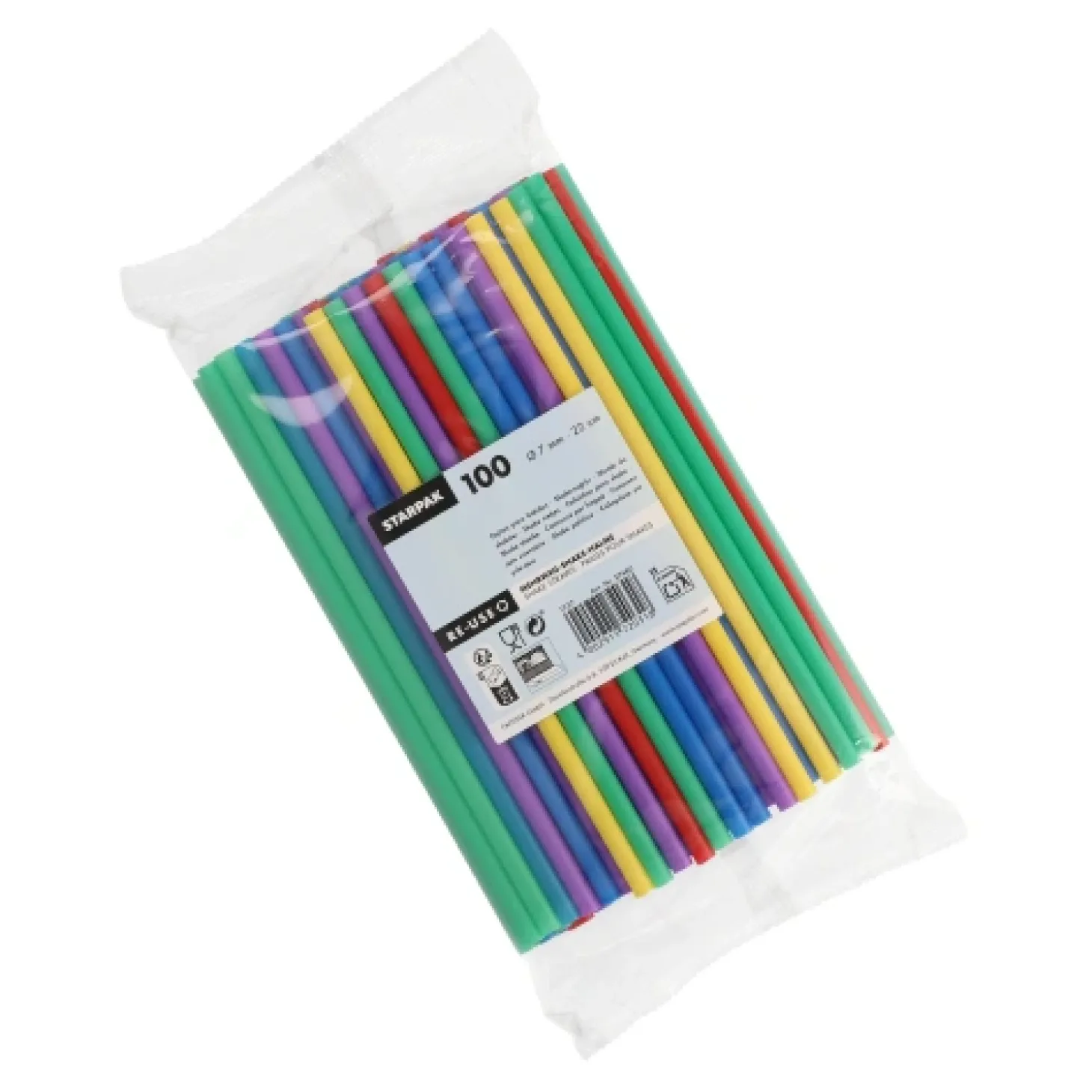 Starpak Mehrweg-Shake-Halme PP Ø 7 mm, 22 cm farbig sortiert, 10 x 100 Stück