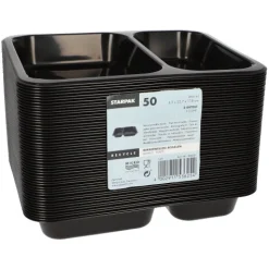 Starpak Mikrowellenschalen, PP 2-geteilt 866 ml 3,2 cm x 22,7 cm x 17,8 cm schwarz