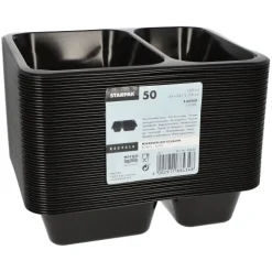 Starpak Mikrowellenschalen, PP 2-geteilt 1205 ml 4,9 cm x 22,7 cm x 17,8 cm schwarz