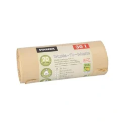 Starpak Müllbeutel aus 100% PCW "Waste-To-Waste" 30 l 64,5 cm x 54 cm beige 20 my, 25 x 20 Stück