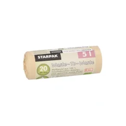 Starpak Müllbeutel aus 100% PCW "Waste-To-Waste" 5 l 44 cm x 36 cm beige 10 my, 30 x 20 Stück