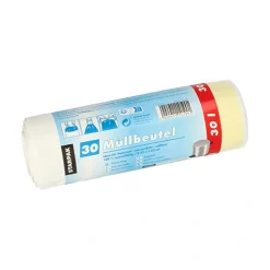 Starpak Müllbeutel mit Zugband, LDPE 30 l 62 cm x 53 cm weiß