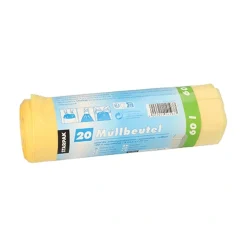 Starpak Müllsäcke mit Zugband, HDPE 60 l 71 cm x 64,5 cm gelb