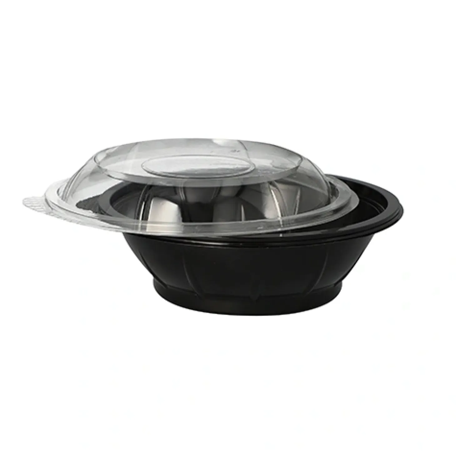 Starpak Salatschalen, PET 600 ml Ø 16,6 cm, 5,9 cm schwarz "Snap It" mit Deckel R-PET glasklar