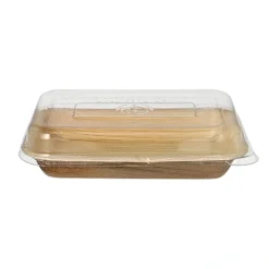 Starpak Schalen, Palmblatt eckig 200 ml 4,8 cm x 12 cm x 18 cm mit rPET Deckel "Kombipack"