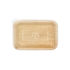Starpak Schalen, Palmblatt eckig 200 ml 4,8 cm x 12 cm x 18 cm mit rPET Deckel 
