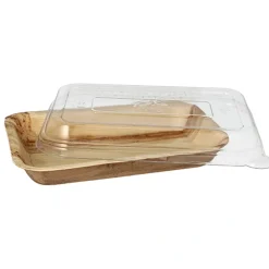 Starpak Schalen, Palmblatt eckig 400 ml 5 cm x 14 cm x 20 cm mit rPET Deckel "Kombipack"
