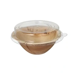 Starpak Schalen, Palmblatt rund 300 ml Ø 15 cm, 8,3 cm mit rPET Deckel "Kombipack"