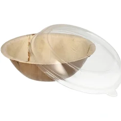 Starpak Schalen, Palmblatt rund 800 ml Ø 21 cm, 8,5 cm mit rPET Deckel 
