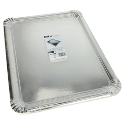 Starpak Servierplatten, Pappe, PET-beschichtet eckig 34 cm x 45,5 cm silber