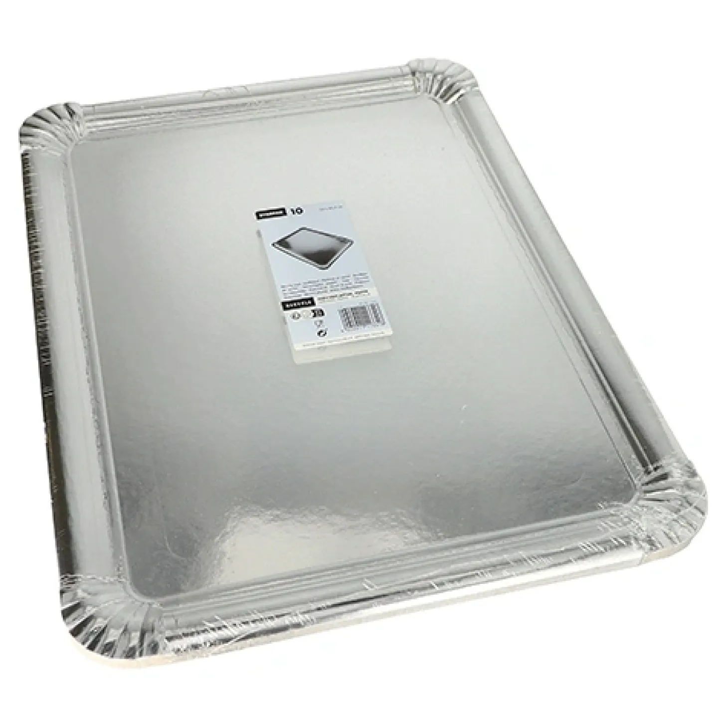 Starpak Servierplatten, Pappe, PET-beschichtet eckig 34 cm x 45,5 cm silber