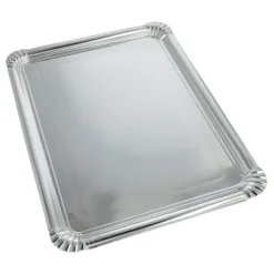 Starpak Servierplatten, Pappe, PET-beschichtet eckig 34 cm x 45,5 cm silber