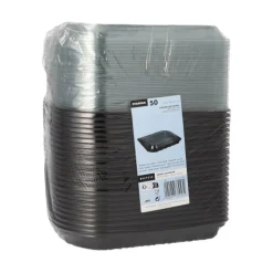 Starpak Sushi-Schalen R-PET rechteckig 21 cm x 18 cm x 4,3 cm schwarz mit transparentem Deckel