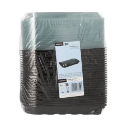 Starpak Sushi-Schalen R-PET rechteckig 21 cm x 11 cm x 4,3 cm schwarz mit transparentem Deckel