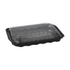Starpak Sushi-Schalen R-PET rechteckig 21 cm x 13 cm x 4,3 cm schwarz mit transparentem Deckel