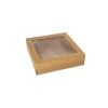 Starpak Transport- und Catering-Kartons, Pappe eckig 6 cm x 22,5 cm x 22,5 cm braun mit separatem Deckel und Sichtfenster aus PET