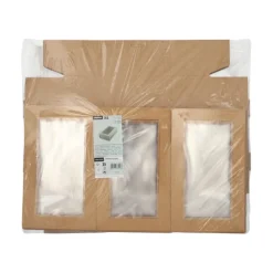 Starpak Transport- und Catering-Kartons, Pappe eckig 8 cm x 15,3 cm x 25,5 cm braun mit separatem Deckel und Sichtfenster aus PET