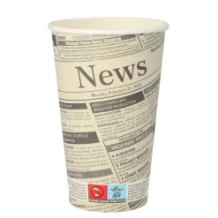 Starpak Trinkbecher, Pappe "To Go" 0,4 l Ø 9 cm, 13,9 cm weiß "Newsprint"
