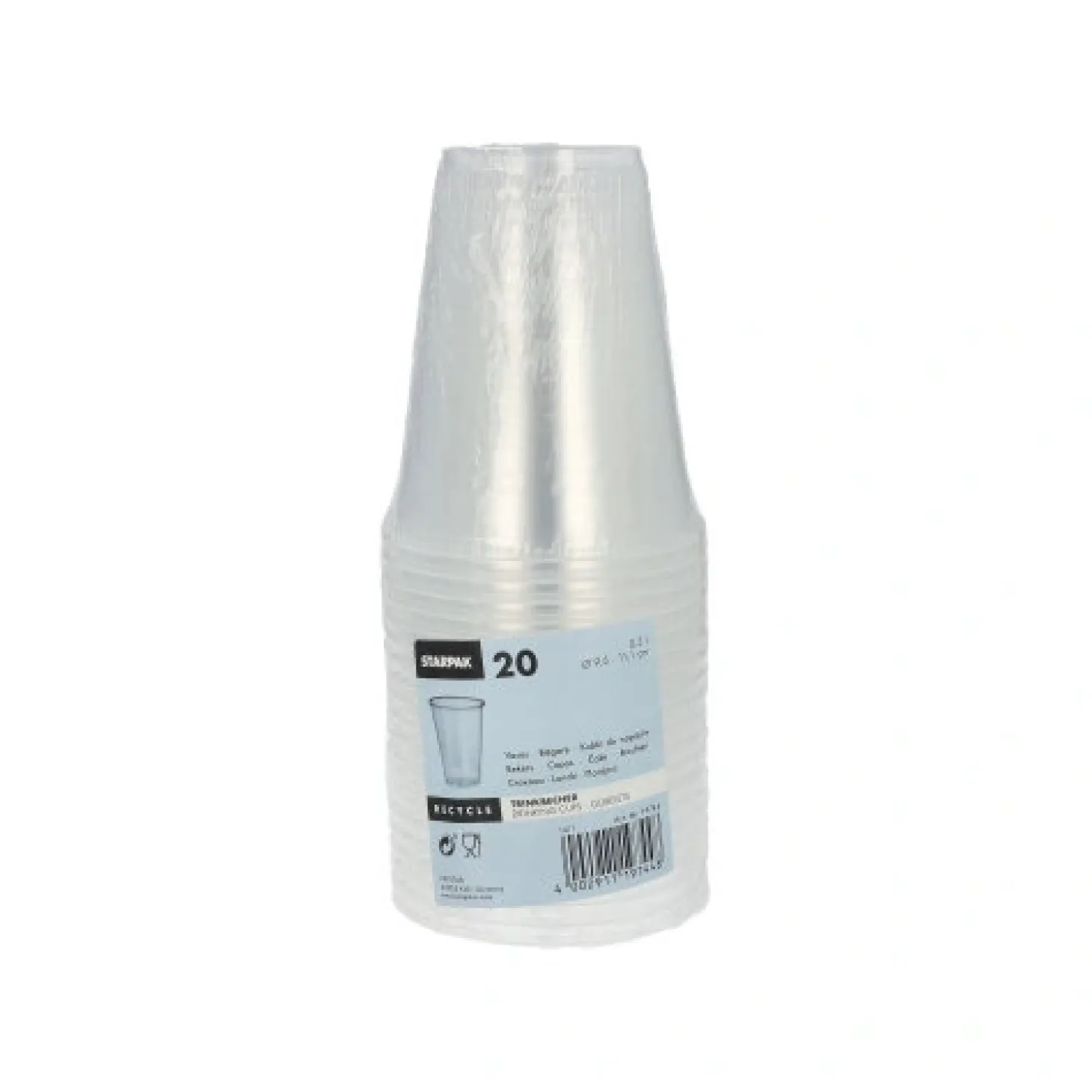 Starpak Trinkbecher, PP 0,3 l Ø 9,5 cm, 11,1 cm transparent mit Schaumrand, 8 x 20 Stück