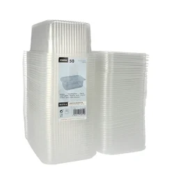 Starpak Verpackungsbecher mit Klappdeckeln, PP rechteckig 1000 ml 7,4 cm x 13,1 cm x 19,1 cm transparent