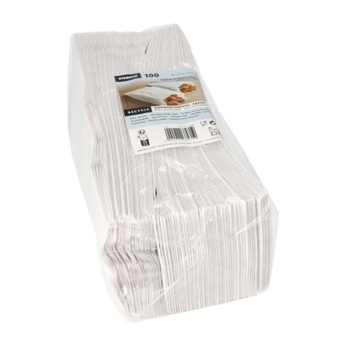 Starpak Warmhaltebeutel, Papier mit PE-Einlage 24 cm x 10,5 cm x 5,5 cm weiß, 10 x 100 Stück