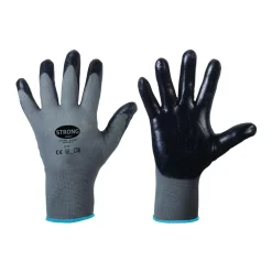Stronghand Datong 0602 Feinstrickhandschuhe mit Micro-Nitrilschaum-Beschichtung grau/schwarz, VE 240 Paar
