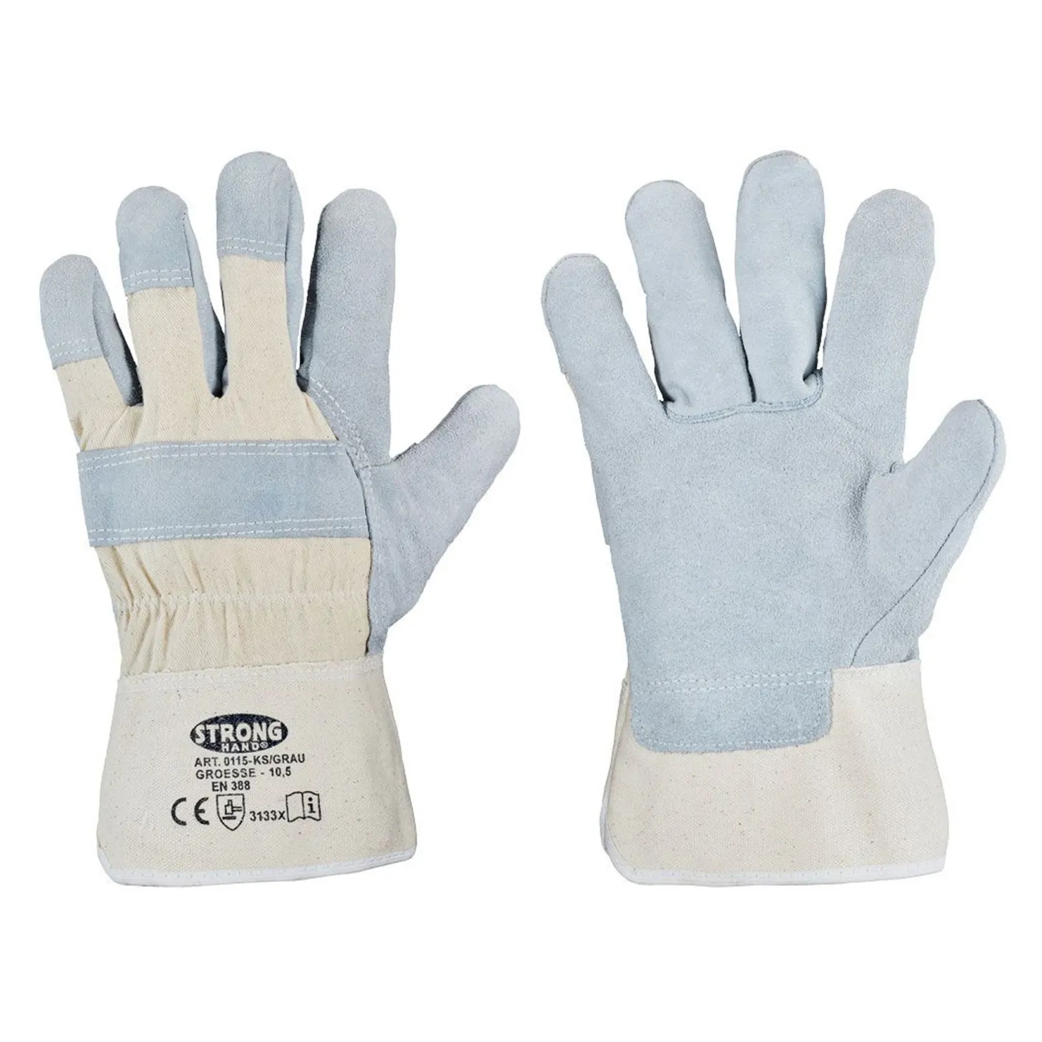 Stronghand KS 0115 Arbeitshandschuhe aus Rindvollleder natur/grau, VE 120 Paar