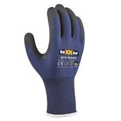 teXXor eco touch 2451 Strick Arbeitshandschuhe mit Nitril-Beschichtung blau/schwarz, VE 144 Paar