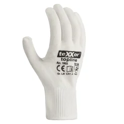 teXXor Topline 1922 Feinstrickhandschuhe mit Vinyl-Beschichtung weiß, VE 240 Paar