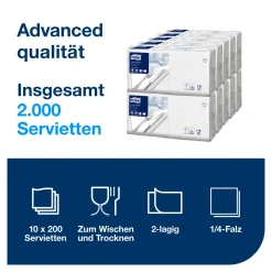 Tork 477149 Advanced Lunchserviette 1/4-Falz, 32,8 x 32,5 cm, 2-lg, weiß