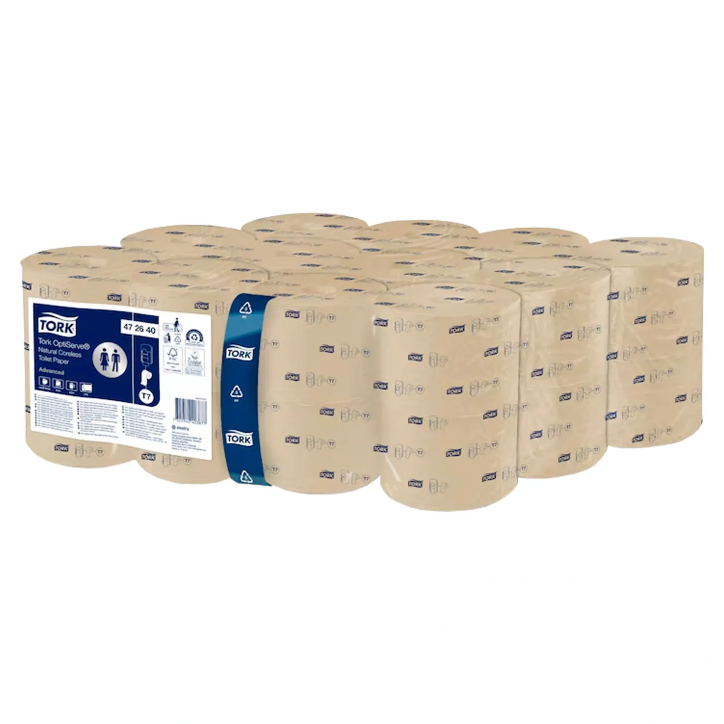 Tork 472640 Advanced OptiServe Natur hülsenloses Toilettenpapier T7 2-lagig, 820 Blatt