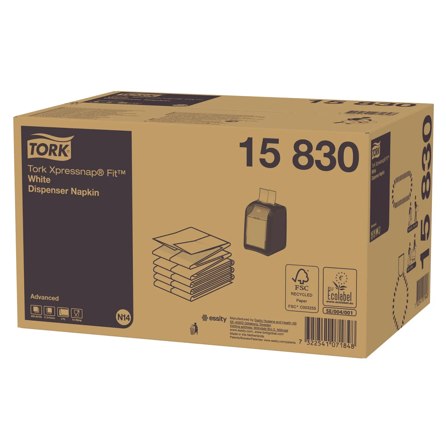 Tork 15830 Advanced Xpressnap Fit Spenderserviette N14 Multifold Z, 21,3 x 16,5 cm, 2-lg, weiß