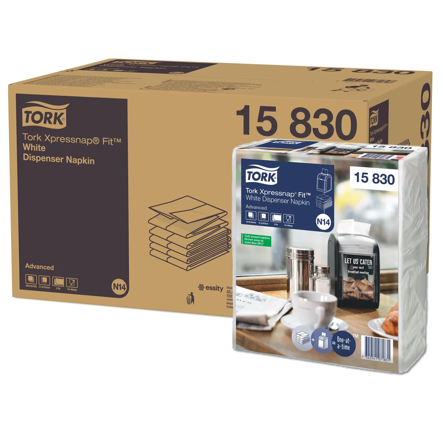 Tork 15830 Advanced Xpressnap Fit Spenderserviette N14 Multifold Z, 21,3 x 16,5 cm, 2-lg, weiß