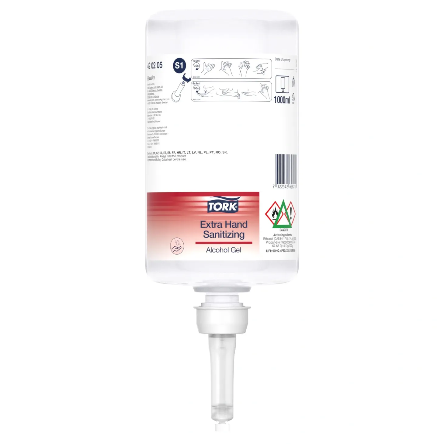 Tork 420205 Extra Desinfizierendes Hand Alkohol Gel S1 6 x 1000 ml