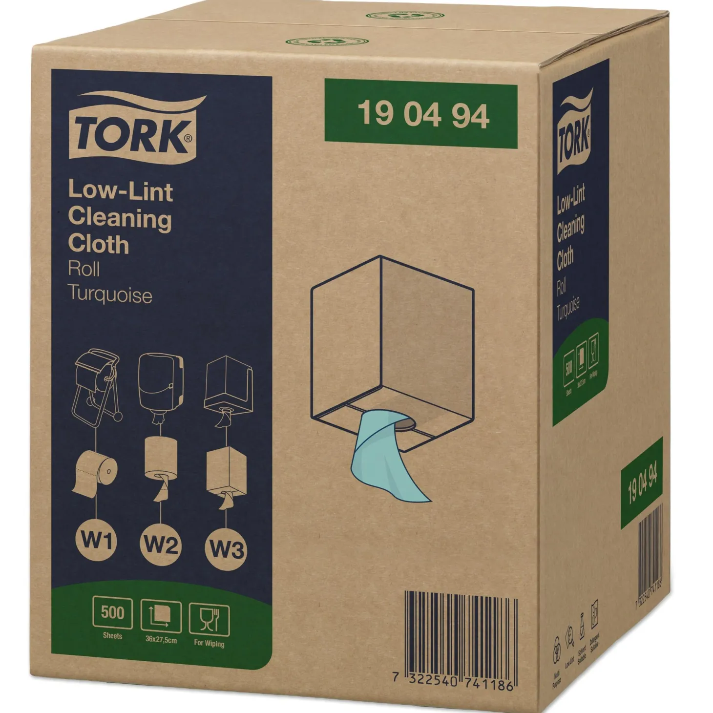 Tork 190494 Fusselarme Reinigungstücher W1, W2, W3, 1-lagig, 180 Meter