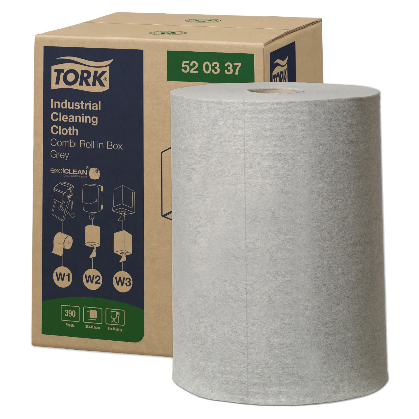 Tork 520337 Industrie Reinigungstücher W1 W2 W3, 1-lagig, 148,2 Meter
