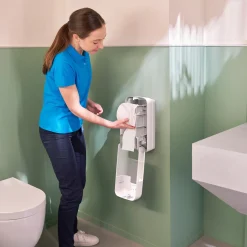 Tork OptiServe Doppelrollenspender für hülsenloses Midi-Toilettenpapier T7 vertikal
