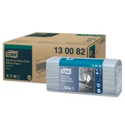 Tork 130082 Premium extra-starke Industrie-Papierwischtücher W4 blau 3-lagig, 32,4 x 38,5 cm, 500 Tücher