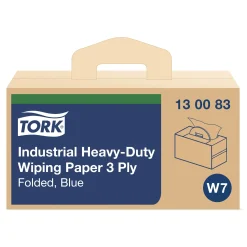 Tork 130083 Premium extra-starke Industrie-Papierwischtücher W7 blau 3-lagig, 38,5 x 32,4 cm, 200 Tücher