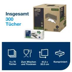 Tork 473179 Premium Küchen Reinigungstücher W4 weiß 1-lagig, 35,5 x 41,5 cm, 300 Tücher