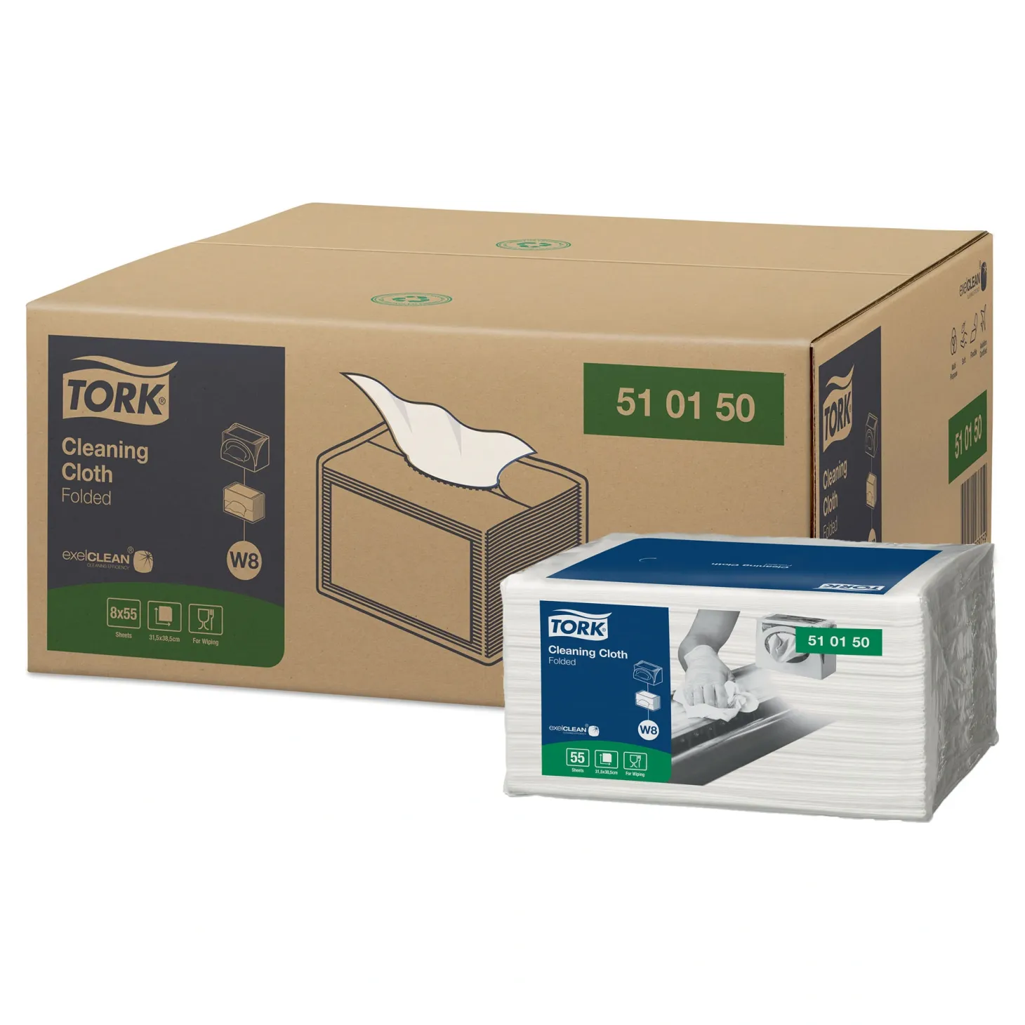 Tork 510150 Premium Reinigungstücher W8 weiß 1-lagig, 31,5 x 38,5 cm, 440 Tücher
