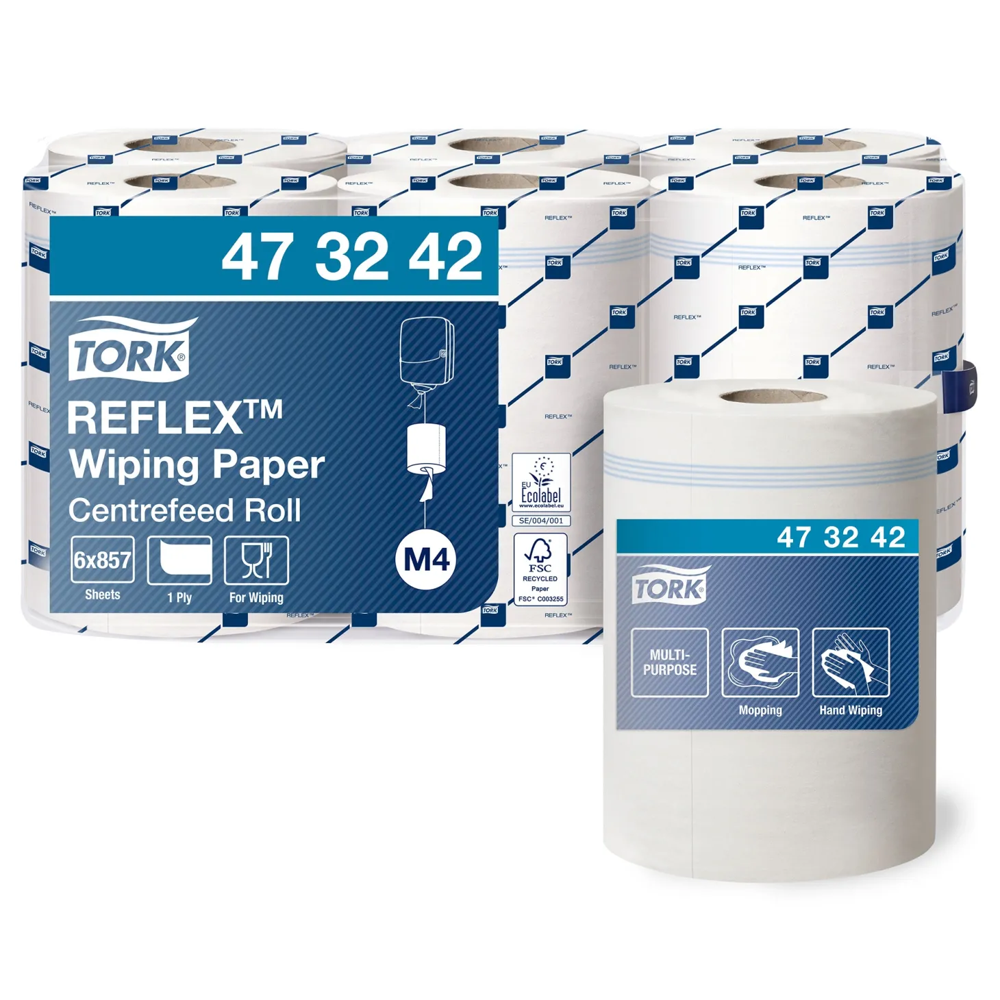 Tork 473242 Reflex Advanced Papierwischtücher M4 (Lotus Reflex) Midirollen,1-lagig, 300 Meter