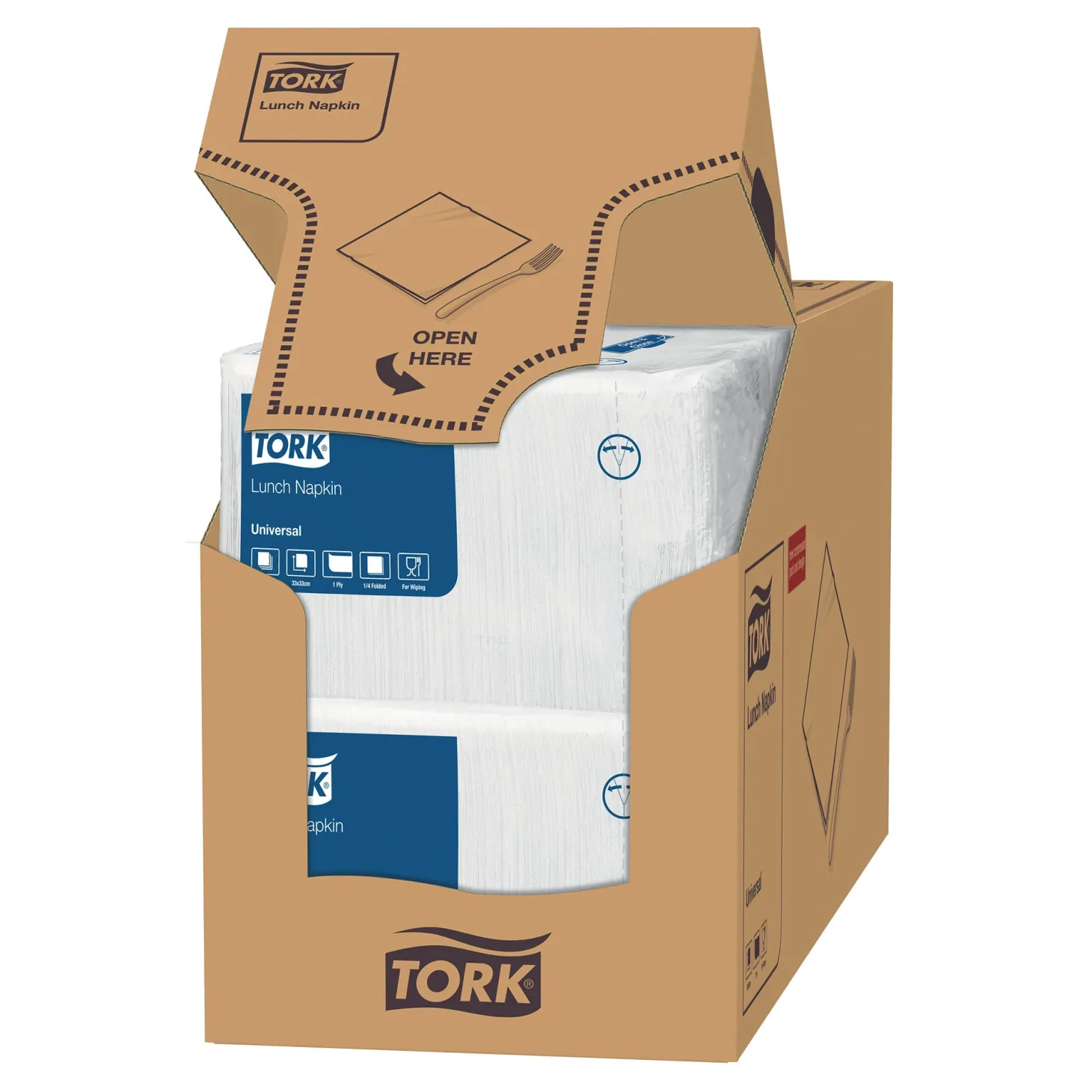 Tork 509300 Universal Lunchserviette 1/4-Falz, 32,5 x 32,5 cm, 1-lg, weiß