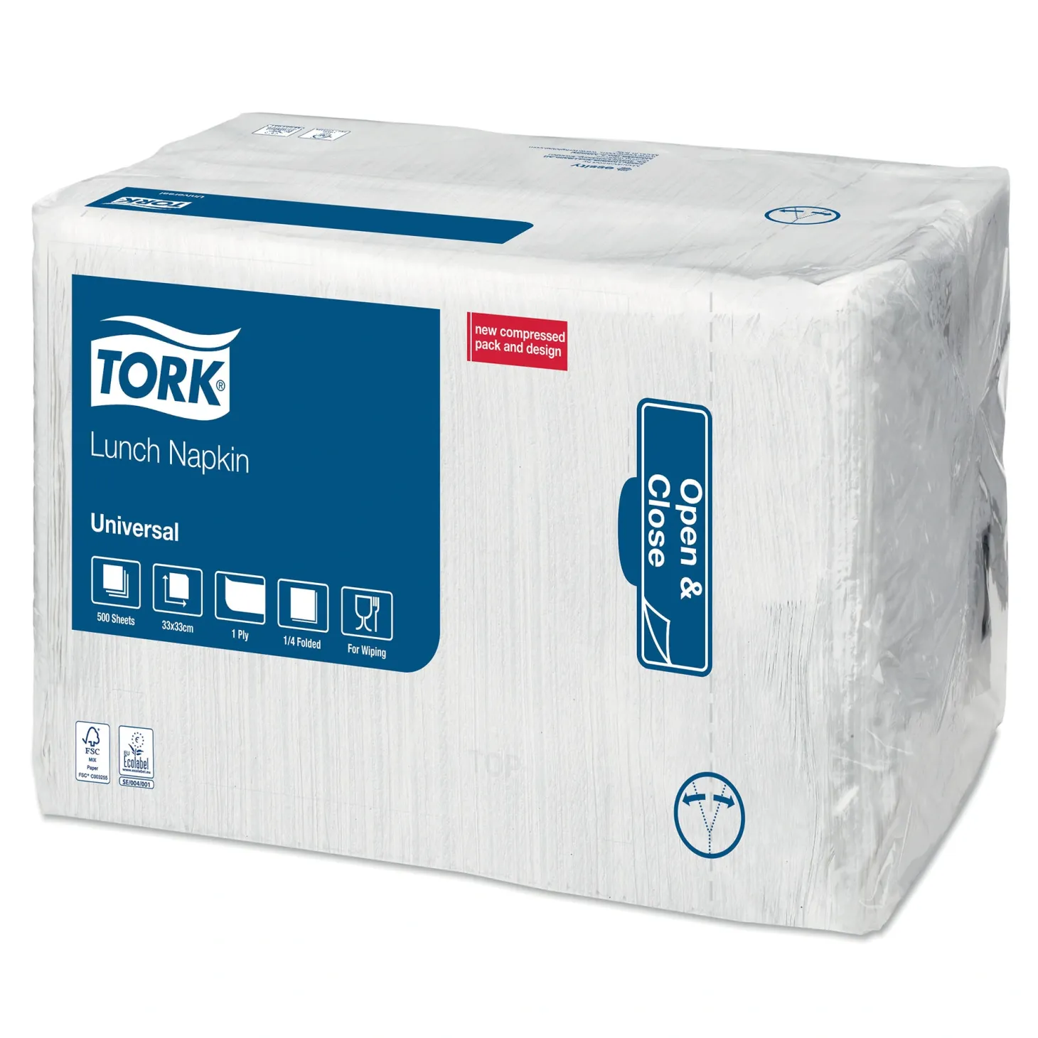 Tork 509300 Universal Lunchserviette 1/4-Falz, 32,5 x 32,5 cm, 1-lg, weiß