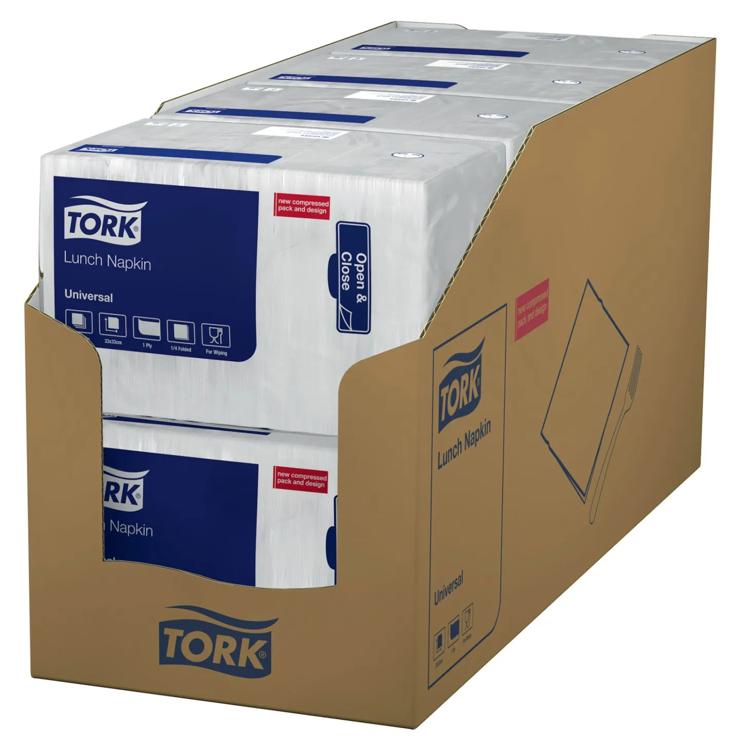 Tork 509300 Universal Lunchserviette 1/4-Falz, 32,5 x 32,5 cm, 1-lg, weiß