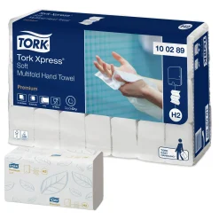 Tork 100289 Xpress Premium weiche Papierhandtücher Multifold-Interfold H2 21,2 x 25,5 cm, 2-lagig, weiß